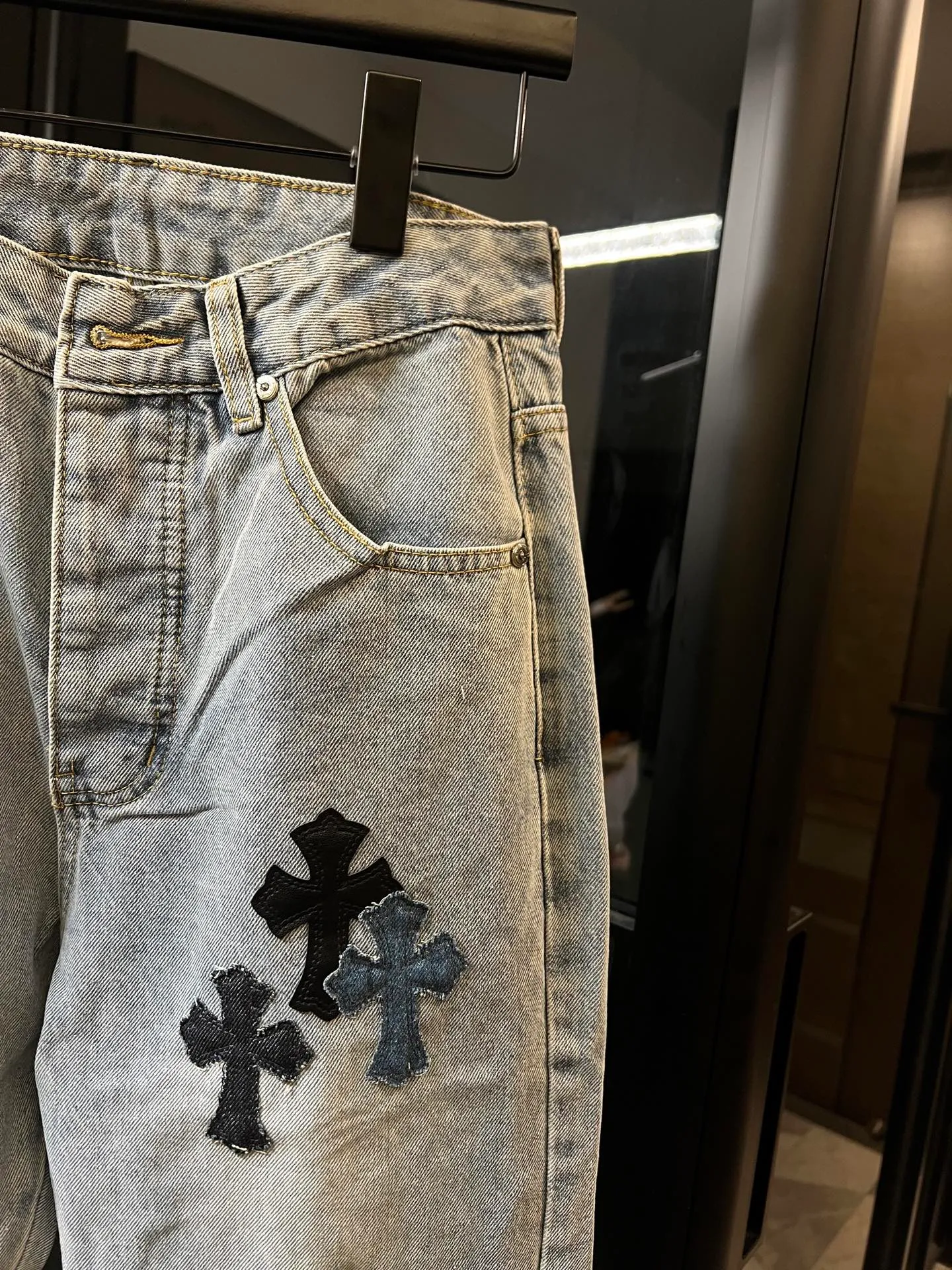 P270 [Special Version] Chrome Hearts/Chrome Heart 25Ss CH Large Cross Limited Blue Ox King Jeans (Blue) Size: 28 30 32 34 36 (corresponding to s-xxl) Detailed sizes can be found in Figure 9
